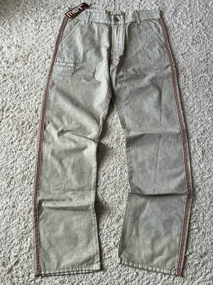 Vintage Met wide pants with waxed fabric, new, size L