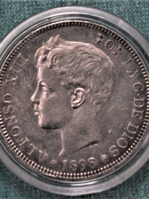 5 Pesetas 1898 Μεταχειρισμένο, Ισπανία, Αλφόνσος ΙΓ'