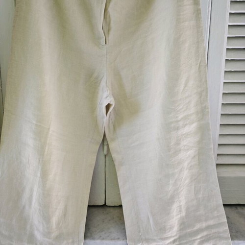 Women's vintage blazer and pants set used, linen, white and beige