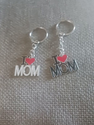 I Love Mum Keychains set of 2 new, black and white
