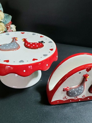 Ceramic set stand and napkin holder new, colorful