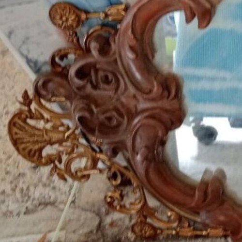 Mirror with wooden frame used, brown wood, 79x50 cm