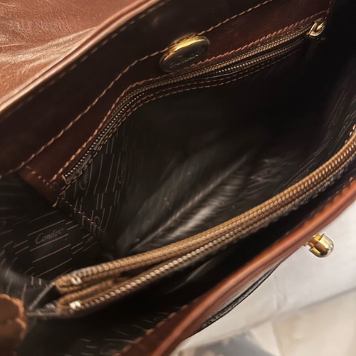 Condor leather bag brown like new with gold clasp
