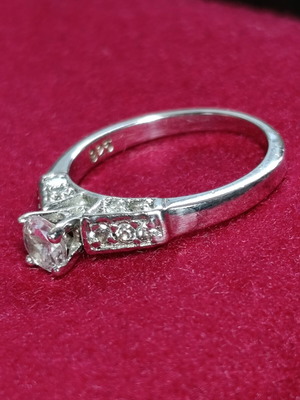 Solitaire ring used, silver 925, size 55
