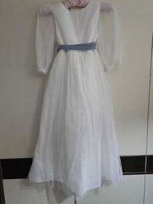 Mango Kids Plummet Dress for Girls New, White and Blue, Size 134 cm