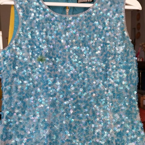 Aslanis women's embellished blouse used with sequins and beads turquoise size L