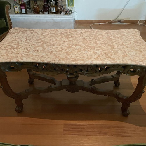 Vintage classic 6-piece living room set used with carved solid wood and marble tables