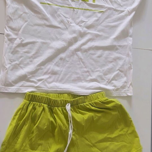 Cotton Pajama Set like new, white and green, size L