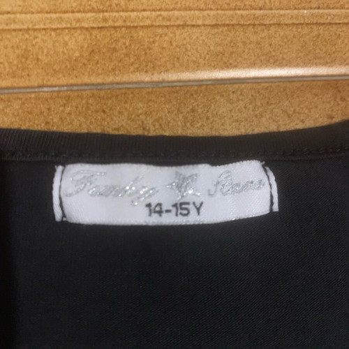 Sleeveless shirt used, black crop top with lace, size 164 cm, age 14