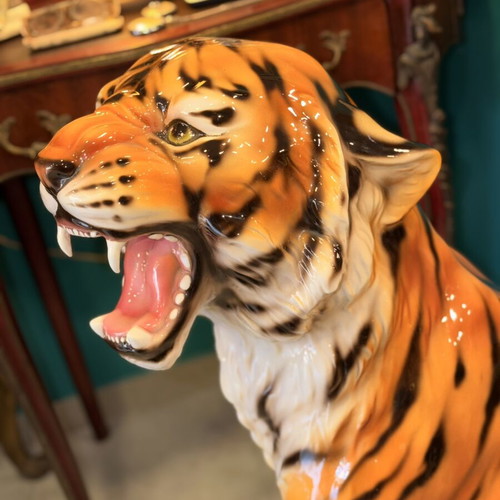 Porcelain tiger figurine