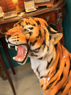 Porcelain tiger figurine