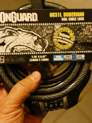 Bicycle security chain with combination lock new 240cm