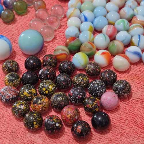 Glass marbles vintage 70s 80s used, good condition