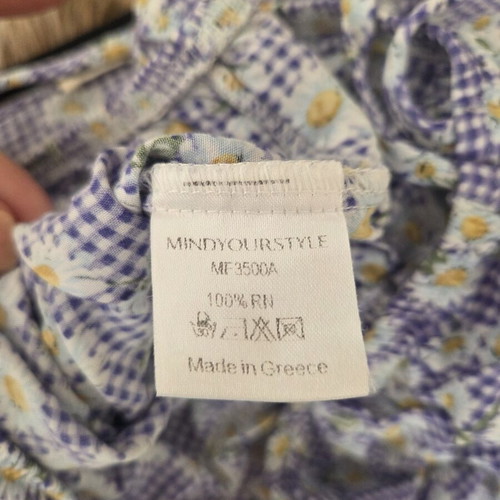 MindYourStyle Daisy Floral Crop Top like new, purple gingham