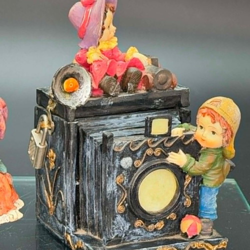 Vintage polyresin piggy banks with three locks and working key