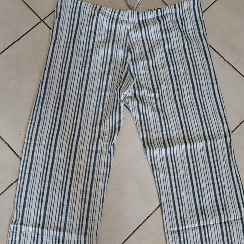 Women's airy pants used, size L, white and green