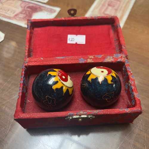 Tai Chi balls used with enamel in fabric case