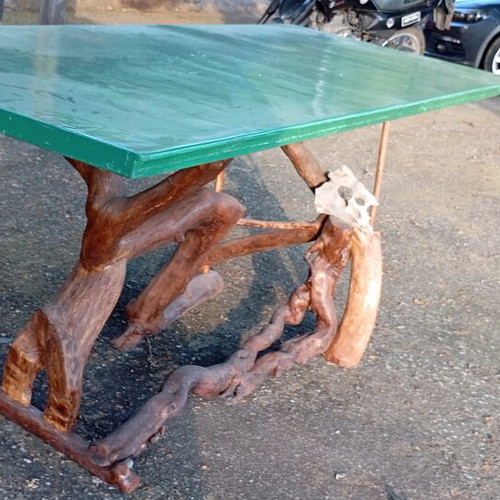 Handmade tables from roots and branches with glass top, new