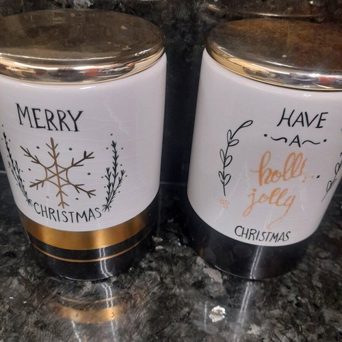 Christmas vases like new, set of 2, white, black, gold