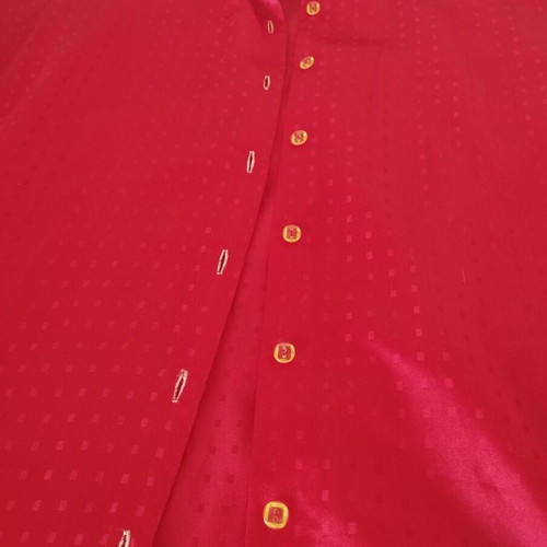 Vintage satin shirt No. 2 medium 38 bright red embossed polka dots like new