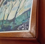 Original oil painting "Landscape in Blue" by Krasimir Doychev with wooden frame