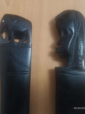 African wooden paper cutters used with elephant and female head design