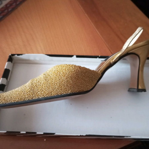 Shoes like new with golden beads evening, size 38