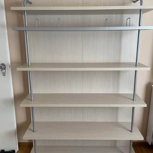 Bookcase-shelf like new, 6 shelves, wood and metal