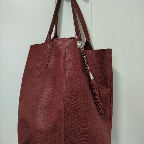 Bordeaux leather shoulder bag used, Italian