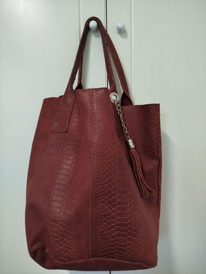 Bordeaux leather shoulder bag used, Italian