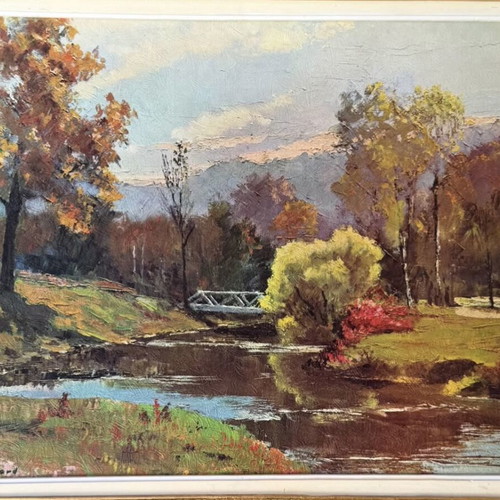 Vintage painting with gold frame used
