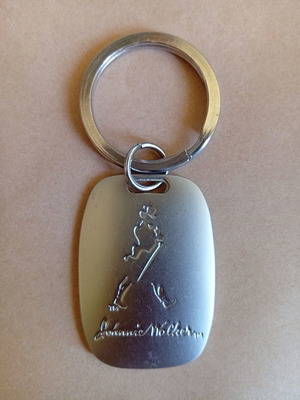 J&B vintage metal keyring like new with Striding Man figure