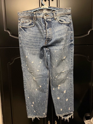 Zara men jeans used with rips size 42 blue