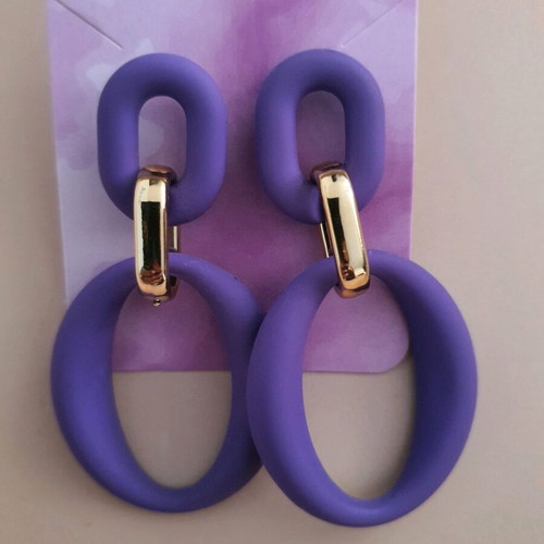 Women's earrings new, purple, 6 cm length