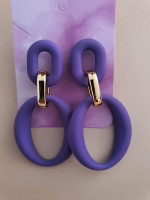 Women's earrings new, purple, 6 cm length