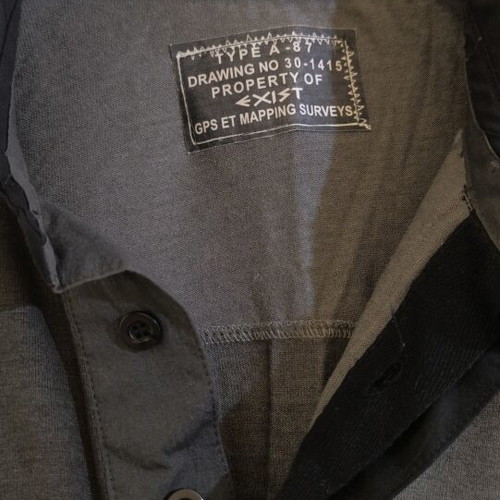Exist grey long sleeve polo shirt with 1998 print and black collar