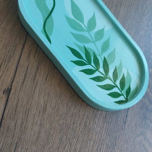 Gypsum handmade decorative tray new with acrylic paint