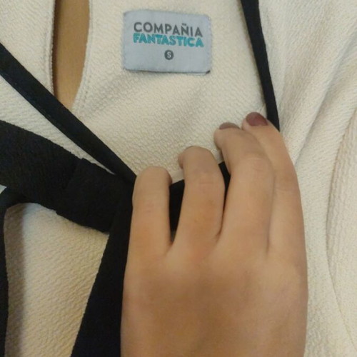 Compania Fantastica blouse size S like new, black and beige