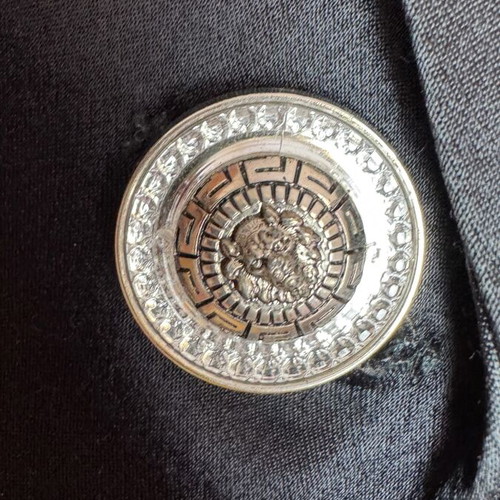 Black satin jacket women's XL used with unique buttons