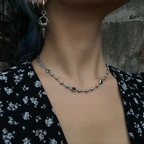 Fairy Y2k Boho Alternative Gothic Grunge Necklace new, green and silver
