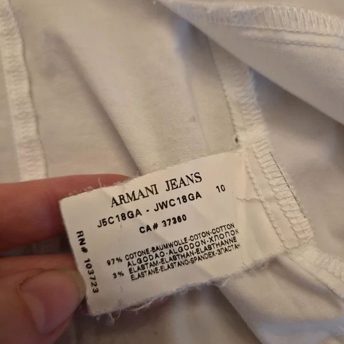 Armani Jeans White Blouse with Pleated Details, Like New, Size 10