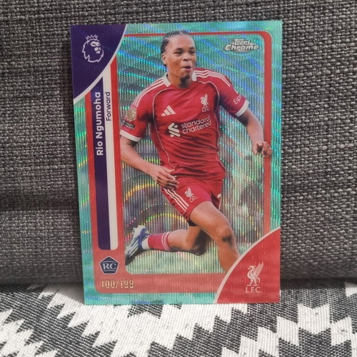 Rio Ngumoha 2025-26 Topps Chrome Premier League Aqua Refractor Base RC new