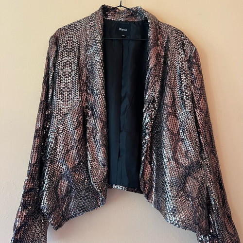 Blanco sequin jacket like new, size L/XL, brown and red