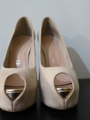 Pip-toe γόβα Sante καστόρι μπεζ-χρυσό, άριστη κατάσταση