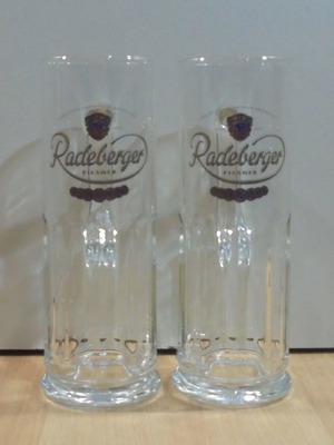 Radeberger μπίρα δύο μεταχειρισμένες διαφημιστικές γυάλινες κούπες 0.5l