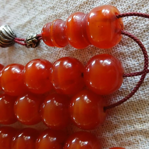 Mastic Bakelite Worry Beads with Silver Elements Like New