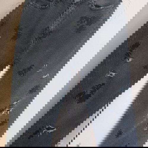 Bershka Denim gray jeans like new with decorative designs