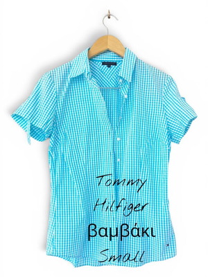 Tommy Hilfiger blue checkered women's shirt S used, cotton