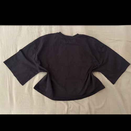 Black oversized printed T shirt like new, cropped, size M, Tally Weijl