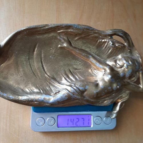 Art Nouveau decorative trinket dish used, cast metal
